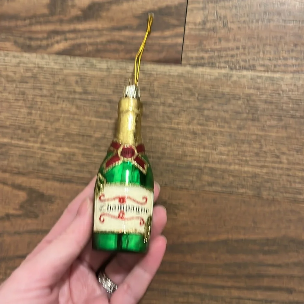 Assortment of Christmas ornaments and wine glass EUC